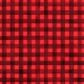 Watercolor stripe plaid seamless pattern. Black stripes on red background