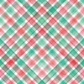 Watercolor stripe plaid seamless pattern. Christmas striped background