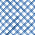 Watercolor stripe plaid seamless pattern. Color blue stripes background Royalty Free Stock Photo