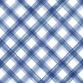 Watercolor stripe plaid seamless pattern. Color blue and white stripes background Royalty Free Stock Photo