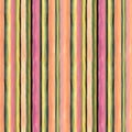 Watercolor striped print in rainbow colors. Abstract brush strokes vertical line seamless pattern Royalty Free Stock Photo