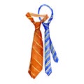 Watercolor striped tie isolated