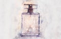 watercolor style and abstract illustration of vintage perfume bottle.