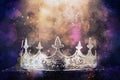 Watercolor style and abstract image of beautiful queen/king crown. fantasy medieval period