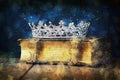 Watercolor style and abstract image of beautiful queen/king crown. fantasy medieval period