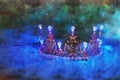 Watercolor style and abstract image of beautiful queen/king crown. fantasy medieval period