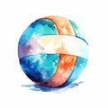 Watercolor-Style ball of volleyball Illustration with White Background Royalty Free Stock Photo