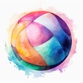 Watercolor-Style ball of volleyball Illustration with White Background Royalty Free Stock Photo