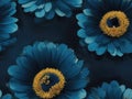 Watercolor style blue african daisy flowers seamless pattern