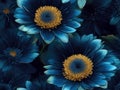 Watercolor style blue african daisy flowers seamless pattern