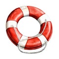 Watercolor-Style 3D Red marine safety buoy ring isolated with White Background Royalty Free Stock Photo