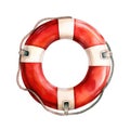 Watercolor-Style 3D Red marine safety buoy ring isolated with White Background Royalty Free Stock Photo