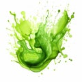 Watercolor-Style green slime splat with White Background Royalty Free Stock Photo