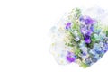 Watercolor style illustration and blue and purple flowers Royalty Free Stock Photo