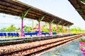 Watercolor style of preng train station in chachoengsao at thailand