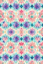 Watercolor Style of Repeating pattern of intricate mandalas and flowers with lively colors. Generative ai