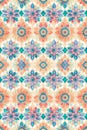 pattern seamless of beautiful combination of mandalas and orange daisy flowers. Generative ai