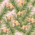 Watercolor style seamless tropical pattern.