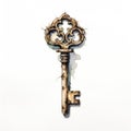 Watercolor-Style a skeleton key with White Background Royalty Free Stock Photo