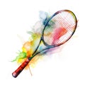 Watercolor-Style tennis racket with White Background Royalty Free Stock Photo