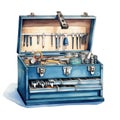 Watercolor-Style Tool box Illustration with White Background Royalty Free Stock Photo