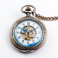 Watercolor-Style vintage antique pocket watch with White Background Royalty Free Stock Photo