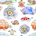 Watercolor stylised turtles seamless pattern texture cartoon sty