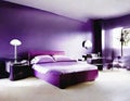 Watercolor of Stylish purple bedroom with