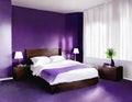 Watercolor of Stylish purple bedroom with