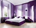 Watercolor of Stylish purple bedroom with