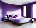 Watercolor of Stylish purple bedroom with