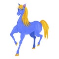 Watercolor stylized blue horse with a yellow mane