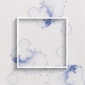 Watercolor Stylized Frame in Blue Colors on a White Textured paper Background. Hand drawn watercolor elements