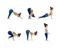 Watercolor stylized Yoga set six poses