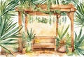 Watercolor Sukkah for celebrating Sukkot, Jewish religious holiday.