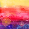 Watercolor summer background. Flower background sketch Royalty Free Stock Photo