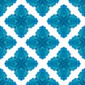 Watercolor summer ethnic border pattern. Blue