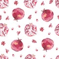 Watercolor summer fruit pattern pomegranate, summer tropical print