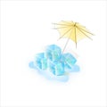 Watercolor of summer ice under an umbrella. Vector decorative texture.