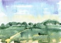 Watercolor summer landscape