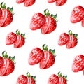 Watercolor summer sweet strawberry pattern