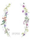 Watercolor summer wreath of wildflowers Botanical colorful illustration