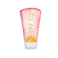 Watercolor sunscreen in a pink tube