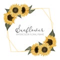 Watercolor sunflower floral rustic border