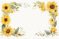 Watercolor sunflower frames on retro background Royalty Free Stock Photo
