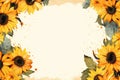 Watercolor sunflower frames on retro background Royalty Free Stock Photo