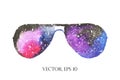 Watercolor sunglasses in beautiful colors of space