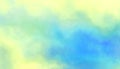 Watercolor sunny background in soft yellow and blue clouds