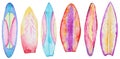 Watercolor Surfing boards