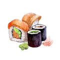 Watercolor Sushi isolated Royalty Free Stock Photo